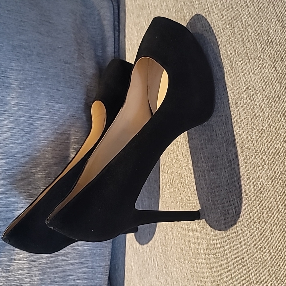 Velvet black stilettos nine west